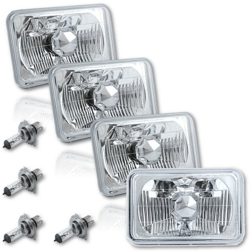 4X6" Halogen Semi Sealed H4 Headlight Headlamp Bulbs Diamond Crystal Clear Set