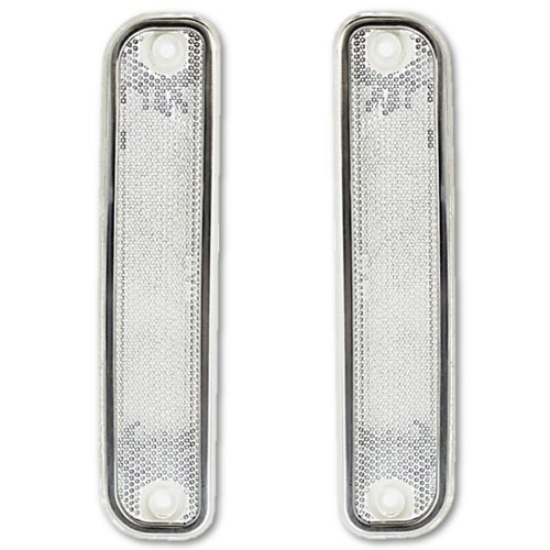 73-80 Chevy Chevrolet GMC Truck Clear Side Marker Light Lamp Lens w/ Trim Pair