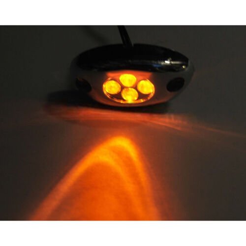 2 Orange Amber LED Chrome Modules Motorcycle Chopper Frame Neon Glow Lights Pods