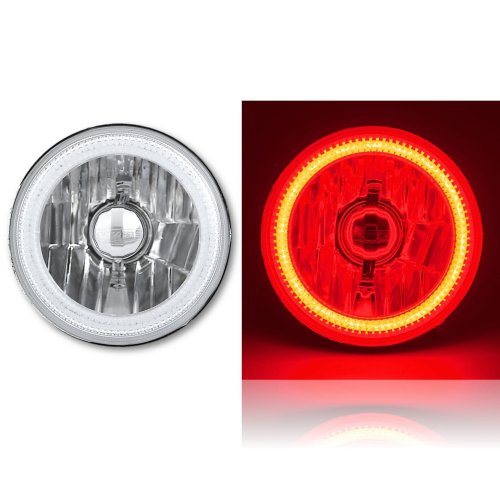 5-3/4" Red COB SMD LED Motorcycle Crystal Clear Halo Headlight Fits: Harley