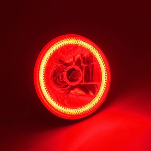 5-3/4" Red COB SMD LED Motorcycle Crystal Clear Halo Headlight Fits: Harley