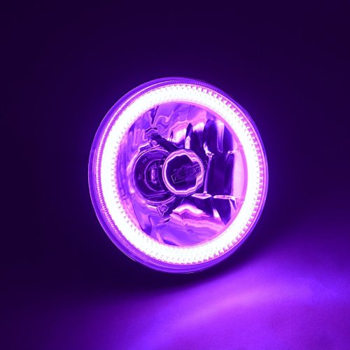 5-3/4" Purple COB SMD LED Motorcycle Crystal Clear Halo Headlight Fits: Harley