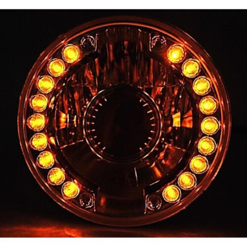 7" Projector Halogen Motorcycle Amber LED Halo Light Bulb Headlight For: Harley