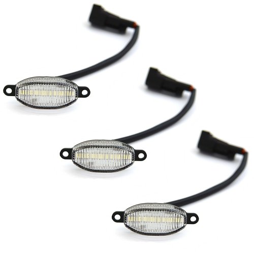 White LED Clear Front Grill Marker Lenses For 09-14 & 17 Ford F-150 SVT Raptor