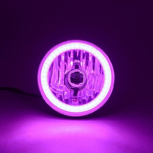 5-3/4" Purple SMD LED Halo Angel Eye H4 Headlight w/ 6k LED Light Bulb Set of 4