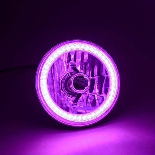 5-3/4" Purple SMD LED Halo Angel Eye H4 Headlight w/ 6k LED Light Bulb Set of 4