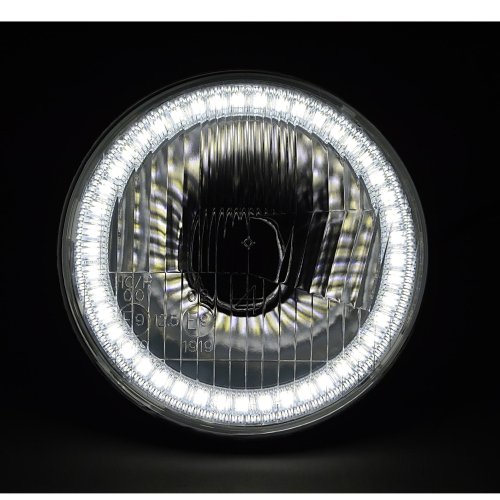 5-3/4" Stock H4 White SMD Angel Eye Halo Headlight w/ 360° LED Light Bulb Set