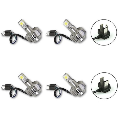 5-3/4" Stock H4 White SMD Angel Eye Halo Headlight w/ 360° LED Light Bulb Set