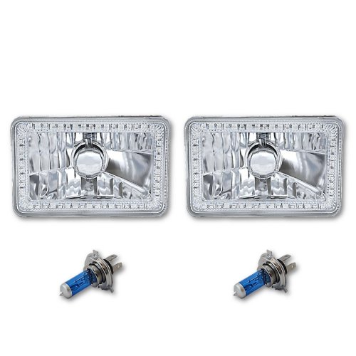 4x6" Bluetooth RGB SMD LED Color Chasing Halo Shift Angel H4 Bulb Headlight Pair