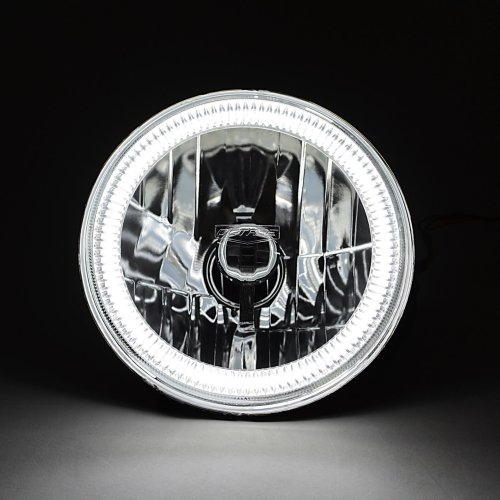 7" Switchback White LED DRL / Amber Turn Signal Angel Eye Halo H4 60w Headlight