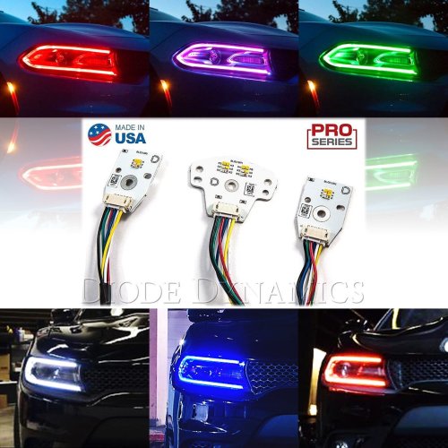RGBW LED Multi-Color Changing Headlight Accent Pair For 2015-2018 Dodge Charger
