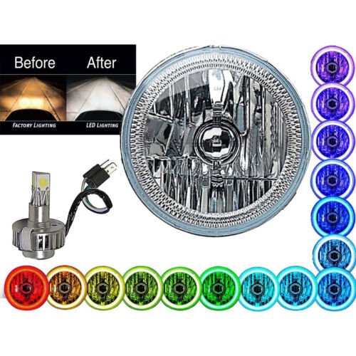 5-3/4 Bluetooth Cell Phone SMD Color Change Halo Angel Eye LED 6k Headlights Set