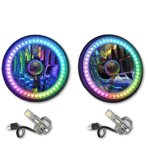 5-3/4" RGB SMD Color-Chasing Halo Angel Eye Headlight 18/24W LED Lamp Bulb PAIR