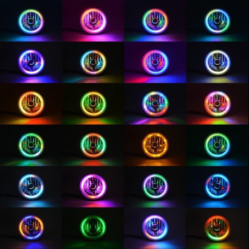 5-3/4" RGB SMD Color-Chasing Halo Angel Eye Headlight 18/24W LED Lamp Bulb PAIR