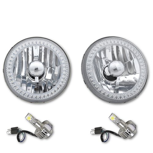 5-3/4" RGB SMD Color-Chasing Halo Angel Eye Headlight 18/24W LED Lamp Bulb PAIR