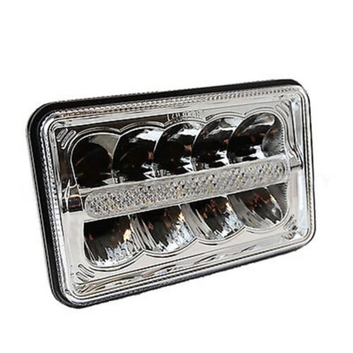 (1) 4X6" Chrome DRL LED HID Light Bulb Clear Sealed Beam Headlamp Headlight