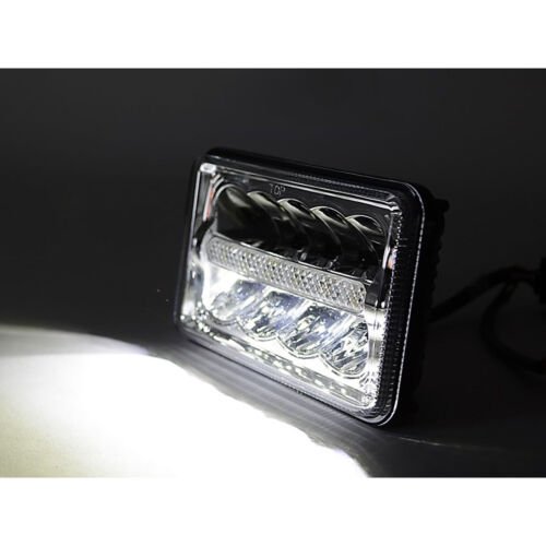 (1) 4X6" Chrome DRL LED HID Light Bulb Clear Sealed Beam Headlamp Headlight