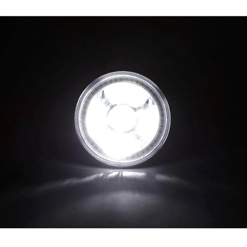 5-3/4" Projector White SMD LED Halo Crystal H4 Headlight & 6k HID Bulb Set of 4