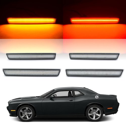 Clear Front & Rear LED Side Marker Light Lenses For 2015-2018 Dodge Challenger