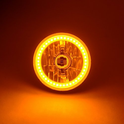 5-3/4 SMD Amber LED Halo Halogen Bulb Headlight Angel Eye Crystal Clear Set of 4