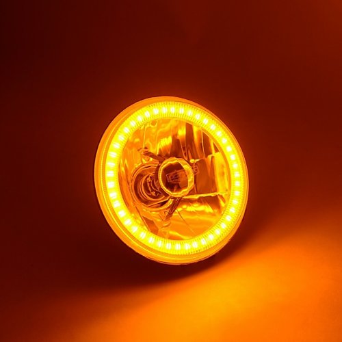 5-3/4 SMD Amber LED Halo Halogen Bulb Headlight Angel Eye Crystal Clear Set of 4