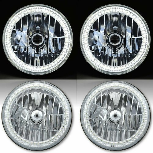 7" SMD White LED Halo Angel Eye Headlamp Headlight Pair 6K 6000K HID Light Kit