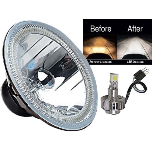 5-3/4" IR RGB COB Color Change Halo Angel Eye H4 6000K LED Motorcycle Headlight