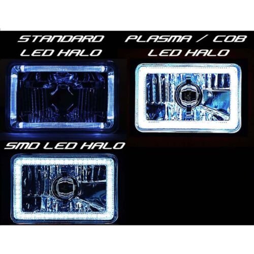 (1) 4X6 Color Change RGB SMD LED Halo Angel Eye Headlight 60W Halogen Light Bulb