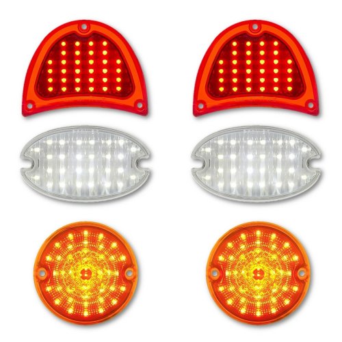 57 Chevy Bel Air Sequential LED Tail / Back Up / Park Light Lenses & Flasher Set