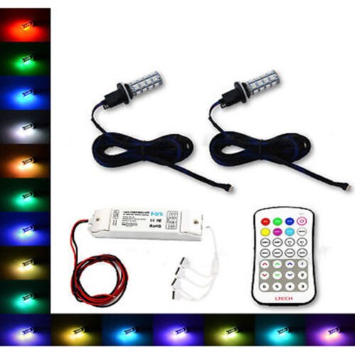 880 881 27 SMD RGB Multi-Color Changing Shift Led Fog Light Bulb M7 Pair