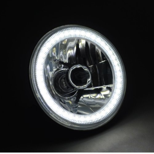 5-3/4" Motorcycle White SMD Halo Glass Metal Headlight 4000lm H4 LED Bulb EACH