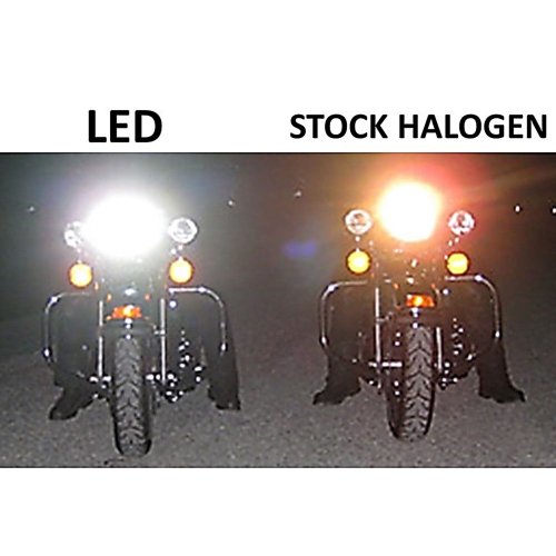 5-3/4" Motorcycle Green SMD Halo Glass Metal Headlight 18/24w H4 LED Bulb EACH