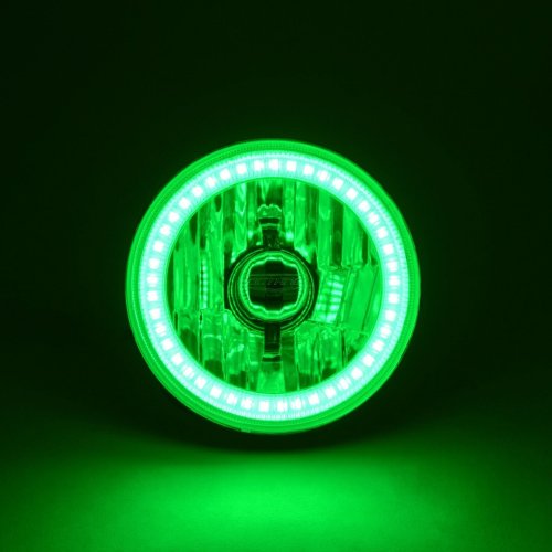 5-3/4" Motorcycle Green SMD Halo Glass Metal Headlight 18/24w H4 LED Bulb EACH