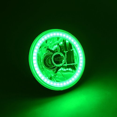 5-3/4" Motorcycle Green SMD Halo Glass Metal Headlight 18/24w H4 LED Bulb EACH