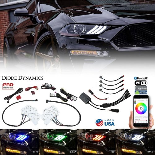 RGBWA LED Color Changing Headlight DRL & Controller for 18-21 EU Ford Mustang