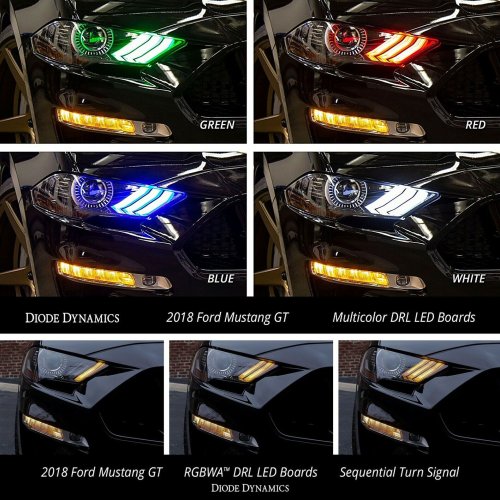 RGBWA LED Color Changing Headlight DRL & Controller for 18-21 EU Ford Mustang