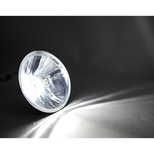 7" H6024 6014 Crystal Glass Headlight 12v LED 26/40w H4 Light Bulb Headlamp Pair