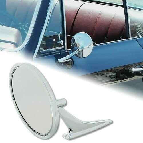 Chrome Metal Exterior Round Rear View Door Mirror Each for 1966-72 Chevy Car