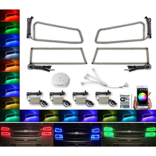 03-06 Chevy Silverado Color Changing RGBW LED Headlight Halo Ring BLUETOOTH Set