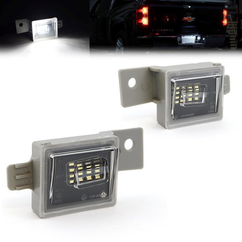 2014-2022 Chevy Silverado White LED Rear License Plate Light Bulb Lens Lamp Pair