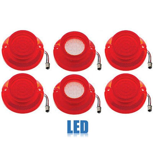 64 Chevy Impala LED Rear Red Tail & White Back Up Light Lens & Gasket Set of 6