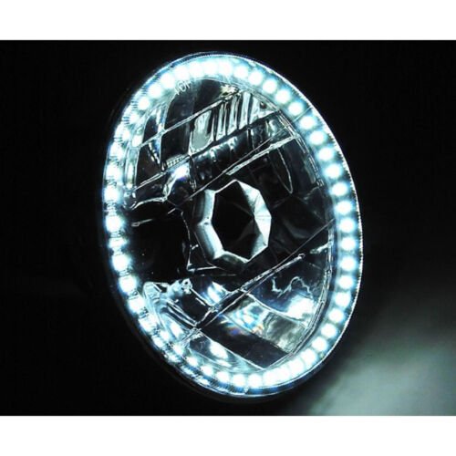 7" SMD White LED Halo Angel Eye H4 6000K HID Headlamp Headlight Light Bulb Pair