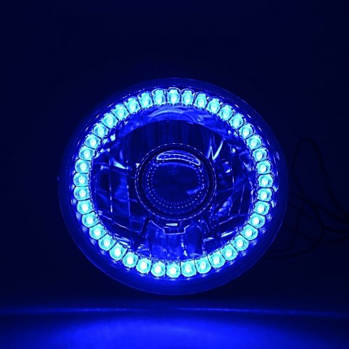 7" Motorcycle Crystal Clear SC Blue LED Halo Projector Halogen Headlight Lamp