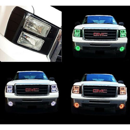 07-13 GMC Sierra Multi-Color Changing LED RGB Headlight Halo Rings BLUETOOTH Set