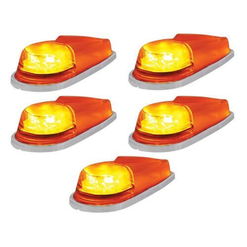 6 LED Standard Pickup Truck Cab Marker Light Amber Bulbs & Lenses Set of 5