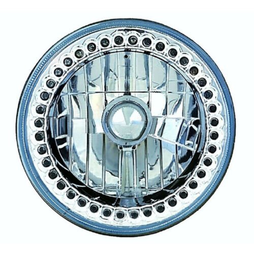 7" Blue LED Angel Eye Ring Motorcycle Halo Headlight Blinker Turn Signals Light