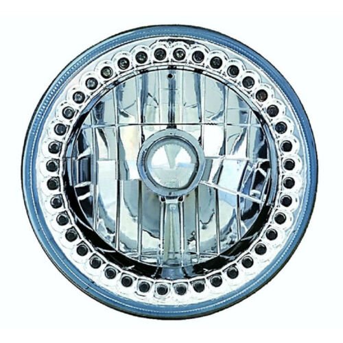 7" Halogen Blue Split LED Halo Ring Angel Eye Headlight Headlamp Light Bulb Pair