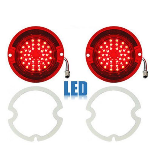 63 Chevy Impala Bel Air Biscayne Red LED Rear Tail Light Lens & Gaskets Pair