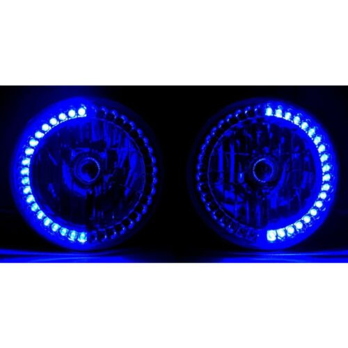 7" Halogen Motorcycle Blue 40-LED Halo Ring H4 Light Bulb Headlight For: Harley