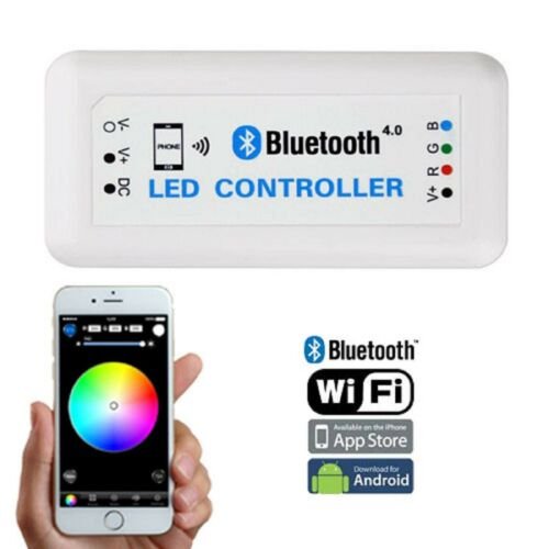 7" Bluetooth Phone App RGB SMD Color Change LED Halo Angel Eye H4 Headlight Pair